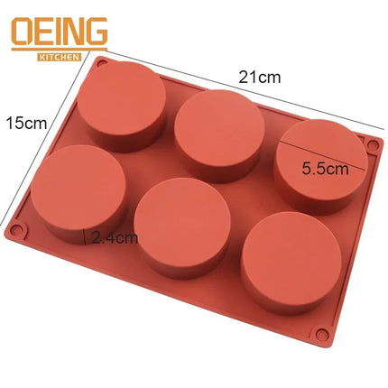 New 6 Cavity Cylinder Silicone Cake Mold For Cookies Making 3D Handmade Kitchen Reuse Baking Tools Decorating Mousse Mould