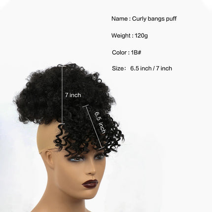 Afro Puff Drawstring Ponytail with Bangs Pineapple Updo Hair for Black Women Short Kinky Curly Ponytail Bun For Women Girls
