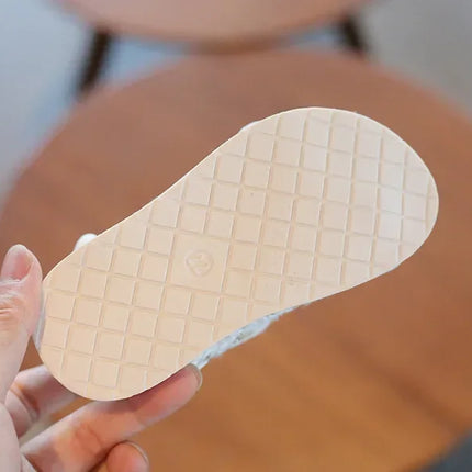 2025 Korean Style Sweet Style Sandals Summer Solid Color Girls Baby Sandals Open Toe Small PU Slipper Shoes Size 21-35