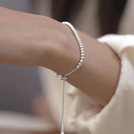 925 Sterling Silver Beautiful Bead Bracelets For Women Korean Fashion Designer Adjustable Bead Bracelet Luxury Original Jewelry