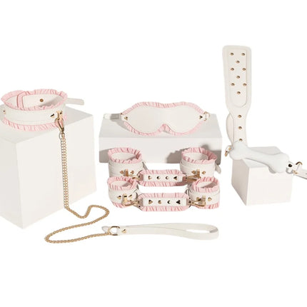 Adult BDSM Products Bondage Sex Toy Kits with PU Leather Handcuffs Collar Mask Bone Plug Game Accessories for Couple Erotic Shop
