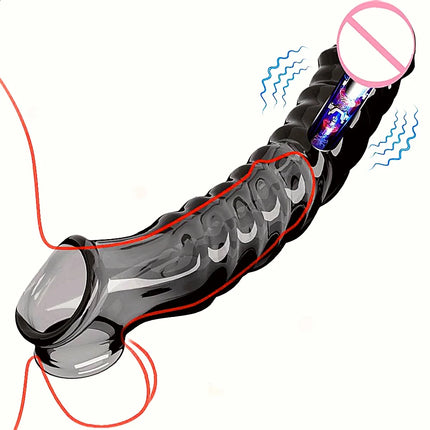 Penis Sleeve Extensions Condom Male Enlargement Delay Vibrators For Men Flexible Glans Penis Enlarger Extender Delay Ejaculation