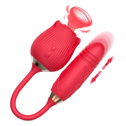 Rose Tongue Vibrator for Women Powerful Licking Clitoris Stimulation Telescopic Dildo Thrusting Licking Vagin Massager Sex Toys