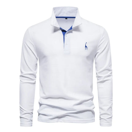 Spring New Style Men's Cotton POLO Shirt Casual Long Sleeve Turn-down Collar Embroidery Deer Fashionable Breathable Polo Top
