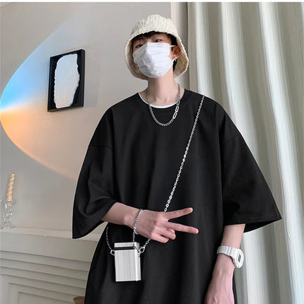 Men's Cotton T-shirts White Men's Oversized T-Shirt Solid Summer Casual Wear Tee Shirts Fashion for Men 5XL Male Clothes