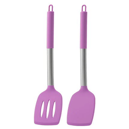 2pcs Stir Fry Spatula Steak Spatula Cooking Utensils Stainless Steel Handle Silicone Kitchenware Set Kitchen Cooking Tool Set