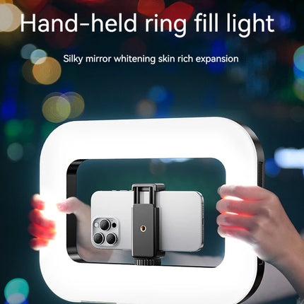 Three-color dimming, ring rabbit cage fill light selfie live broadcast photography light with Bluetooth selfie reverse charging