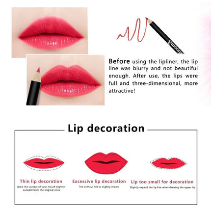 12 Color Nude Matte Lipstick Pencil Long-lasting Waterproof Lip Pencil High Pigmented Lip Liner Lips Makeup Tool Lip Contouring