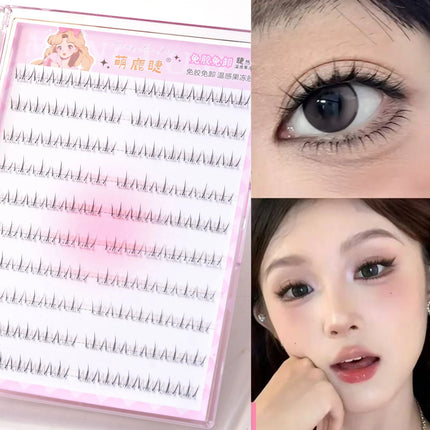 No Glue Need Bottom Eyelashes Comic Lower Lash Extension Clusters Natural Self Adhesive False Eyelashes Reusable Eye Makeup Tool