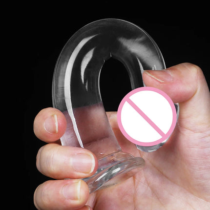 2 Pcs 1 Set Soft Silicone Realistic Dildo with Suction Cup for Women Adult Game Cute Penis Masturbator Sex Toy Crystal Jelly Transparent