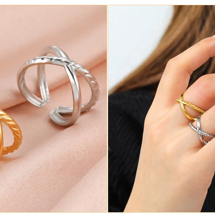 Skyrim Stainless Steel Women Rings Geometric Heart Aesthetic Adjustable Open Finger Ring Fashion Party Jewelry Gifts Wholesale