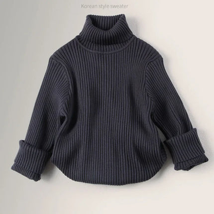 2025 New Autumn Baby Girls Sweater Kids Tops Winter High Neck Sweater Boys Casual Loose Pullover Sweater Baby Knitted Clothes