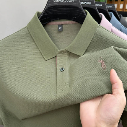 100% pure cotton men's short-sleeved polo shirt, hot-selling summer fashionable horse logo embroidery classic Paul casual T-shirt