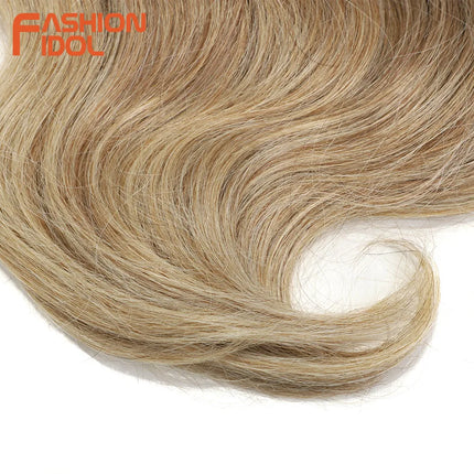 BELLA 24 inch Body Wave Crochet Hair 3PCS Synthetic Hair Braids Fake Hair Ombre Blonde Brown Natural Braiding Hair Extensions
