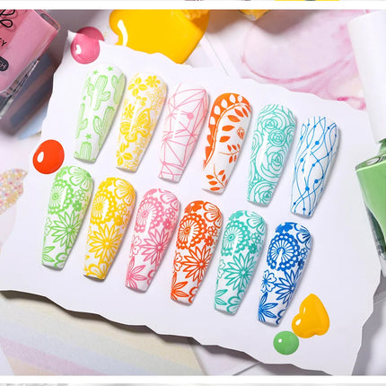 BORN PRETTY 4/6/8pcs Black White Nail Stamping Polish Varnish Set Kits Gold Silver for Nail Art Plates Stamp Oil Stamping Series