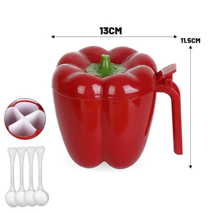 4 In 1 Plastic Creative Seasoning Jar Container With Spoon Chili Shape Barbecue Condiment Spice Rack Home Kitchen Acceesories