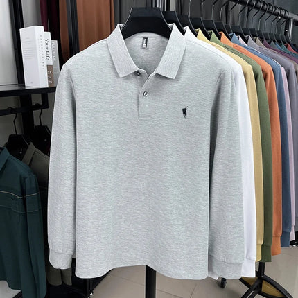 2025 New 100% Cotton High-end Brand Men's Long-sleeved Polo Shirt Autumn Fashion New Luxury Original Embroidery Top Golf T-shirt