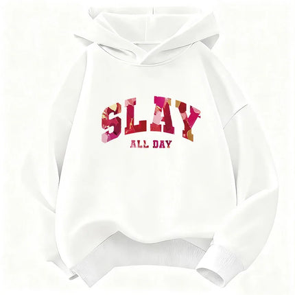 Y2k Slay All Day Letter Printed Kids Hoodie Children's Sweatshirt Hoody for Boys Girls Casual Hoodies Hip Hop Clothes