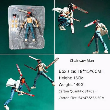 Chainsaw Man Denji Articulated Action Figure Boxed Collectible Pvc Model 16cm White Open Shirt Anime Statue For Adult Collection