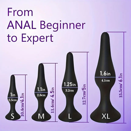 4pcs Silicone Anal Training Set - Soft, Non-Woven Fabric Perfect for Beginners & Advanced Players, Anal Butt Plugs for Men Women