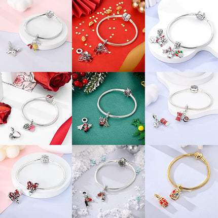 Charms Plata De Ley 925 Red Color Series Charm Red Elephant Animal Fruit Beads of Original Fits Women Anniversary Jewelry Charms