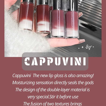 Cappuvini Berry Snow Gradient Lip Gloss Mirror Moisturizing for Plump Lips Long-Lasting Makeup Lip Glaze