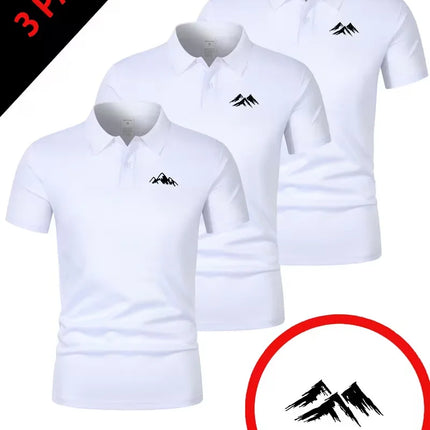 3 pieces of 2026 summer men's solid color polo shirts, men's short-sleeved button-down T-shirts, lightweight lapel streetwear,