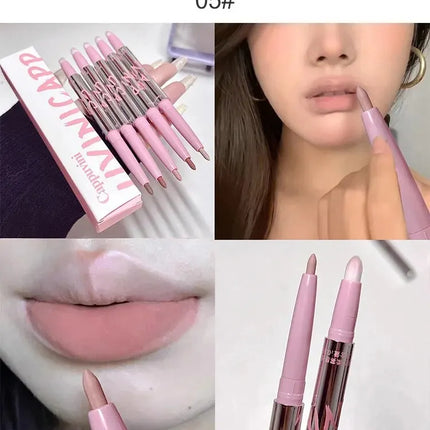 Nude Lip Liner with Lip Brush Cappuvini Korean Style Lip Makeup Long Last Velvet Matte Lipstick