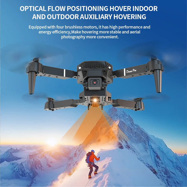 E88 Pro Foldable Drone Dual HD Camera Optical Flow Positioning 2.4G Signal 100M Remote Range One Key Takeoff Landing Return Outdoor Aerial Drone