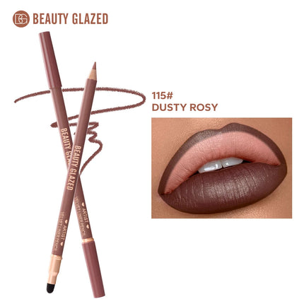 1pc Beauty Glazed Artist Velvet Lipliner Pencil With Sponge brush,Weightless Precise Liner with Super Soft Blendable Texture