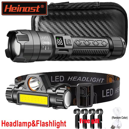 High Strong Power Led Flashlights Tactical Light Super Bright Waterproof Headlamp Charging Camping Fishing Defensa Zoom Lantern