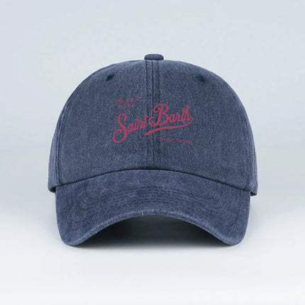 Saint Barth "The Place To Be" Print Washed Baseball Cap Adjustable Unisex Summer Vacation Sun Hat