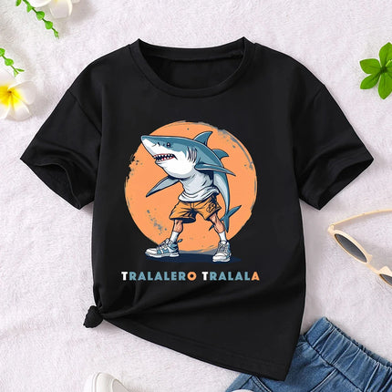 Y2K Boys Girls Italian Brainrot Animals Kids T-shirt Tung Tung Tung Sahur Short Sleeve Tops Funny Meme Cute Tee Summer Clothing