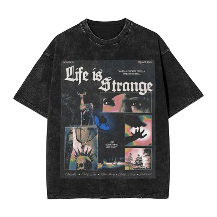 Narrative Adventure Game Life Is Strange Graphic Print T-Shirt Men Women Vintage Washed Cotton Summer Tees Oversized Casual Tops