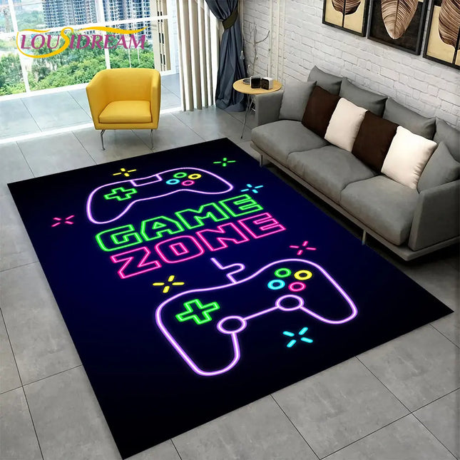 Cartoon Gamer Game Gamepad Area Rug, Carpet Rug for Living Room Kids Bedroom Sofa Kitchen Doormat Decor, Child Non-slip Floor Mat