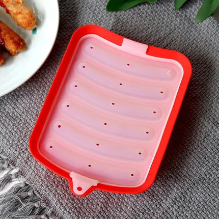 Sausage Maker Mould 6 Grids Silicone DIY Ham Hot Dog Making Moulds With Lid Kitchen Household Sausages Cake Baking Tools Molds