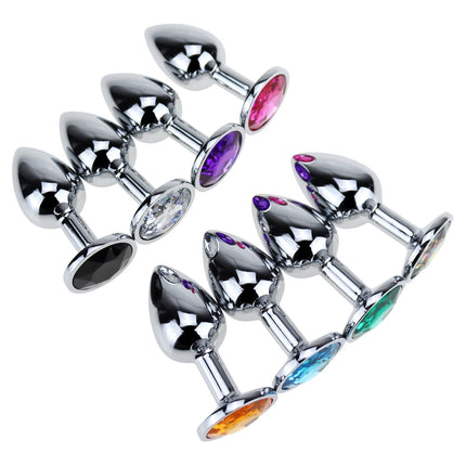 Metal anal plug sex toy round anal trainer gemstone anal massage adult products suitable for gay or male and female masturbation