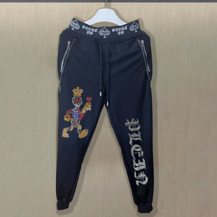 2025 new Sweatpants Track Pants Men Slim Fit Workout Trousers Male Multi-pocket Casual Rhinestones Pants  Design Sportswear