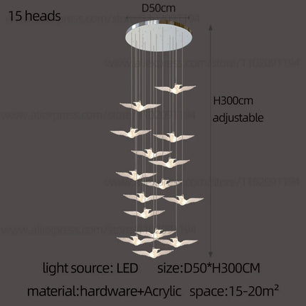Led Bird Pendant Lamp Home Decoration Lighting Hanging Lamp Design Loft Living Room Showroom Apartment Ceiling Villa Chandelier