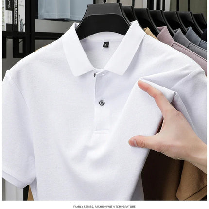 Men's 100% Cotton Polo Shirt - Summer Casual Breathable Tee, 19 Colors, Ideal for Golf and Sports, Business Casual, Silk-Like Finish