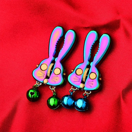 New Arrival Bunny Roller Nipple Clamps Pair, Cute Rabbit Design Nipple Clips, SM Adult Sex Toys