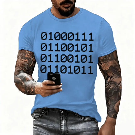 Men's T-Shirt Binary Code Graphic T-shirt Vintage Luminous Personality Shirts Short Sleeve Funny Mathematician Streetwear