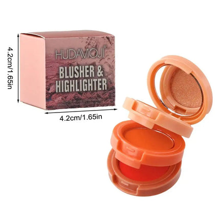 3 in - 1 One Makeup Palette Peach Blush Contour Shadow Highlighter with Matte & Glitter Pigments for Eyebrow Nose and Face Plus