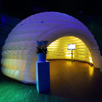 Stock Party Events Outdoor Oxford Material Half Inflatable Dome Tent With Led Lights Blower White Inflatable Igloo Dome House