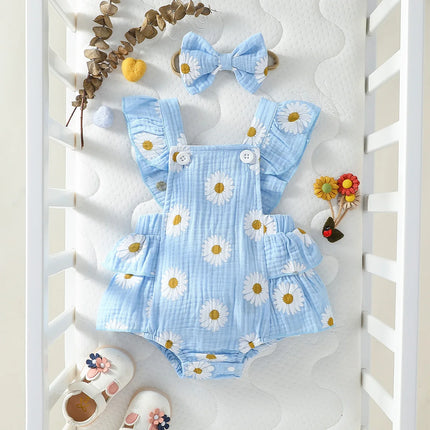 Baby's  Lovely Cute Girls Summer Sleeveless Printing Daisy  Japan&Korean Jumpsuits