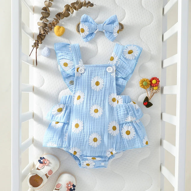Baby's Lovely Cute Girls Summer Sleeveless Printing Daisy Japan & Korean Jumpsuits