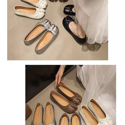 Summer Women's Bowknot Flat Tabi Ninja Shoes Pig Toe Slippers Lazy Person Horse Hoof Shoes Women Split Toe Mocassines Loafers