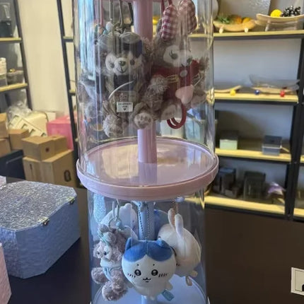 Labubu Plush Toy Display Box Transparent Rotating Doll Figurine Blind Box Display Stand Wholesale Dustproof Storage Box