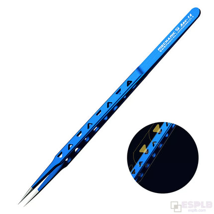 Mechanic 160mm High Precision Non-Magnetic Stainless Steel Tweezers 0.25mm Thin Tip of 0.008mm Flying Line for Industrial Repair