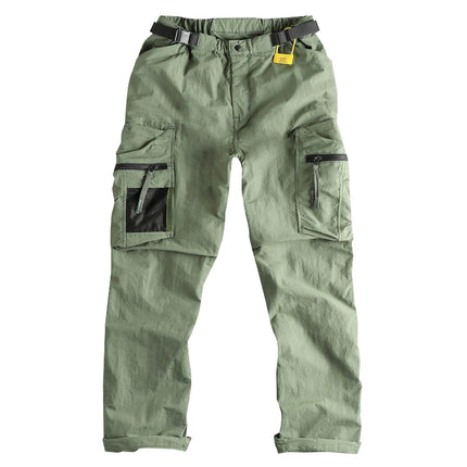 2025 New Japanese Loose Straight Outdoor Paratrooper Assault Pants Men's Functional Pocket Casual Trouser with Belt for Cityboy